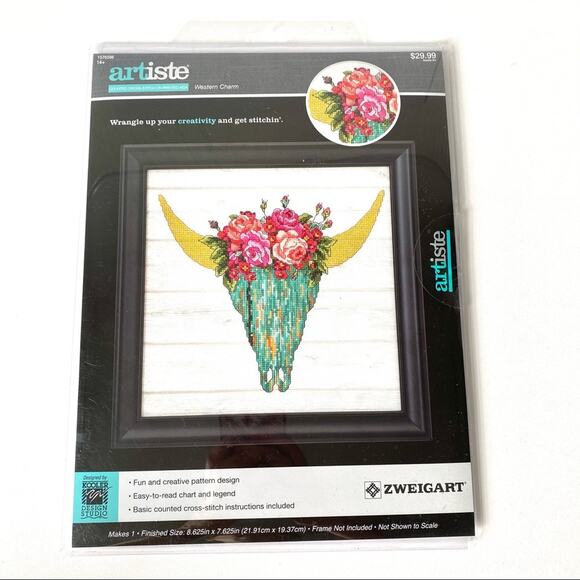 Artiste Western Charm Skull Counted Cross Stitch - Picture 1 of 5